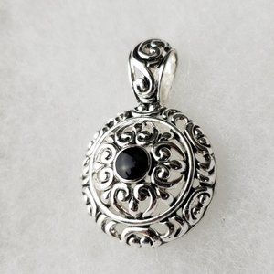 2/15$ Premier design silver tone and black pendant